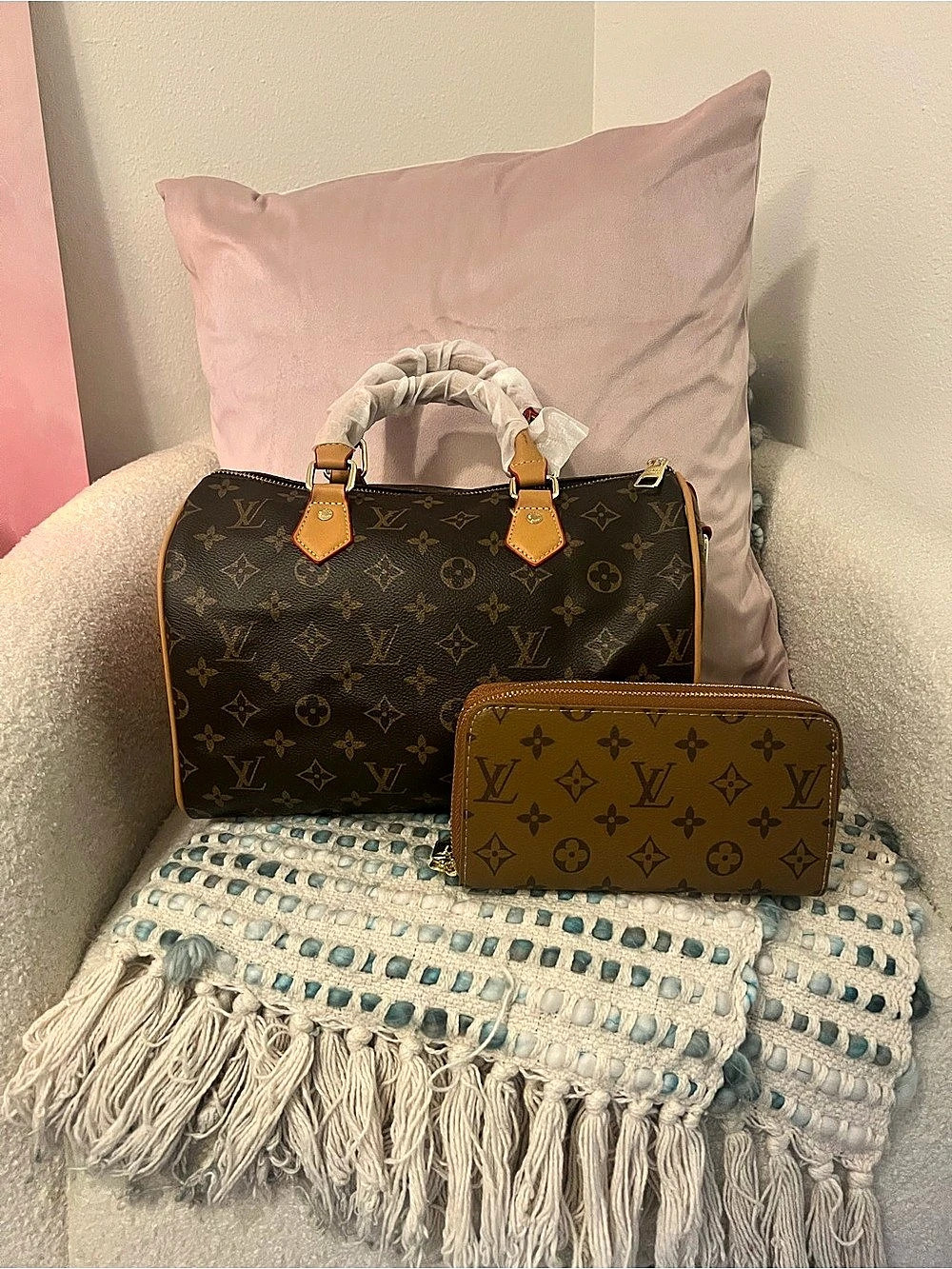 INSPIRED Speedy Bandoulière 30 Monogram Satchel Brown W/ Wallet - Picture 2 of 12